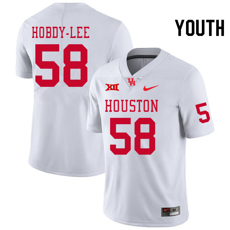 Youth #58 Shamar Hobdy-Lee Houston Cougars Big 12 XII College Football Jerseys Stitched-White - Click Image to Close